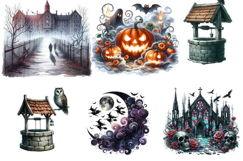 Scary Halloween Background Clipart Bundle - CraftNest - Digital Crafting and Art