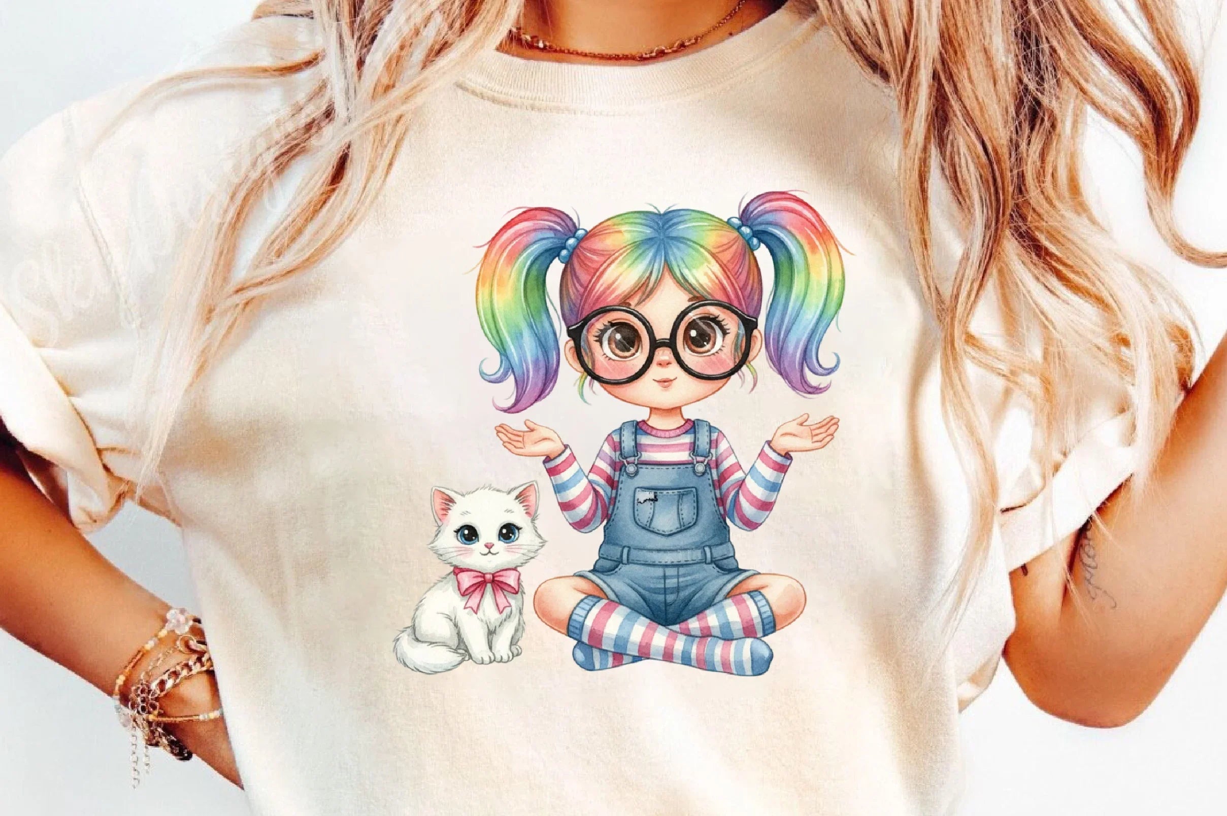 Rainbow Hair Cute Quirky Girl Clipart Bundle - CraftNest - Digital Crafting and Art