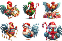 Christmas Funny Rooster Clipart Bundle - CraftNest - Digital Crafting and Art