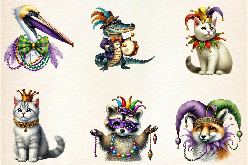 Mardi Gras Animal Clipart Bundle - CraftNest - Digital Crafting and Art