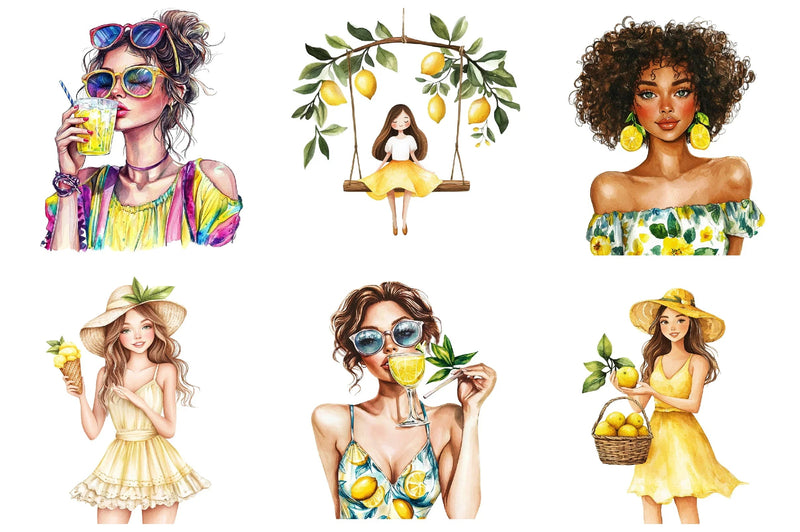 Summer Lemon Woman Clipart Bundle - CraftNest - Digital Crafting and Art