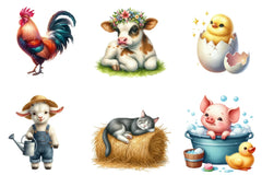 Cute Farm Animal Clipart Bundle - CraftNest - Digital Crafting and Art