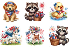 Fourth of July Cute Animal Clipart Bundle - CraftNest - Digital Crafting and Art
