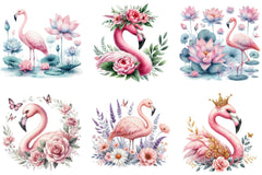 Floral Flamingo Clipart Bundle - CraftNest - Digital Crafting and Art