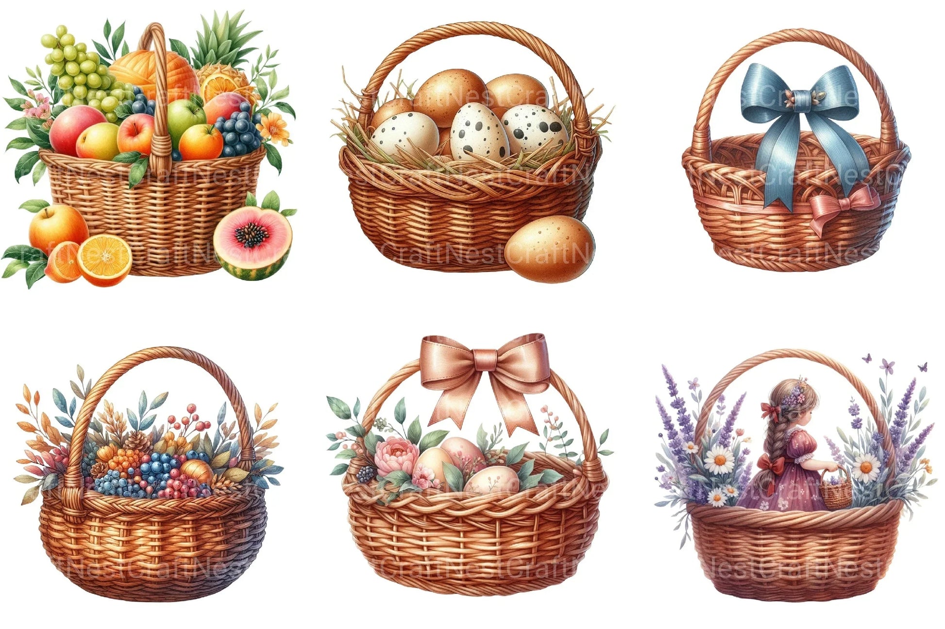 Wicker Baskets Clipart Bundle - CraftNest - Digital Crafting and Art