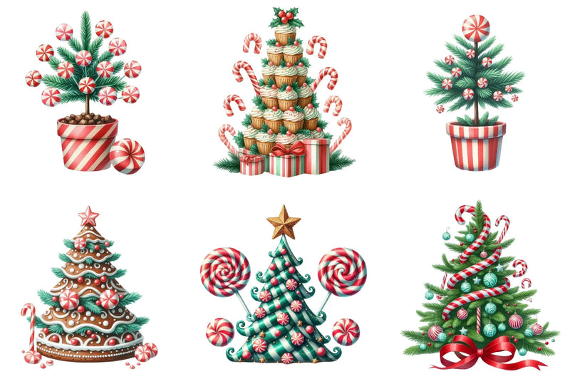 Peppermint Christmas Trees Clipart Bundle - CraftNest - Digital Crafting and Art