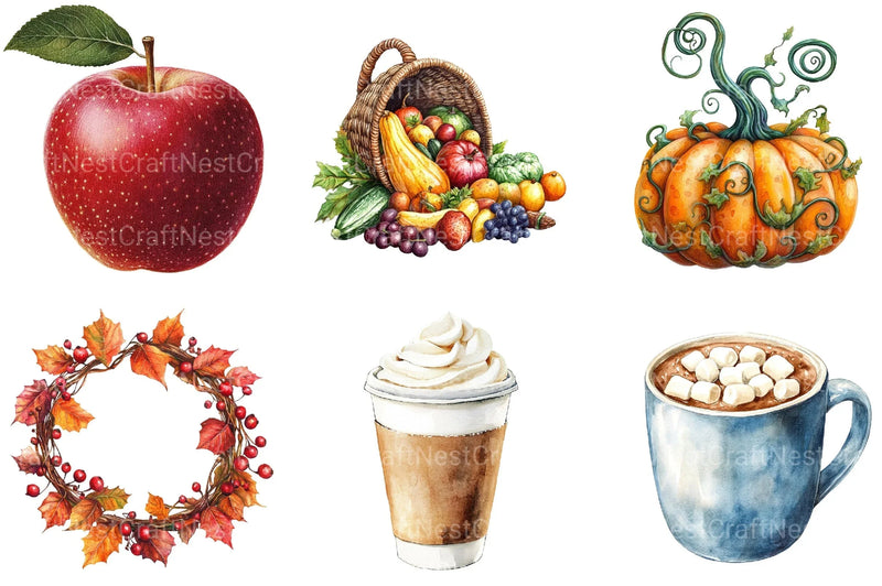 Autumn Chilly Morning Clipart Bundle 33 - CraftNest - Digital Crafting and Art