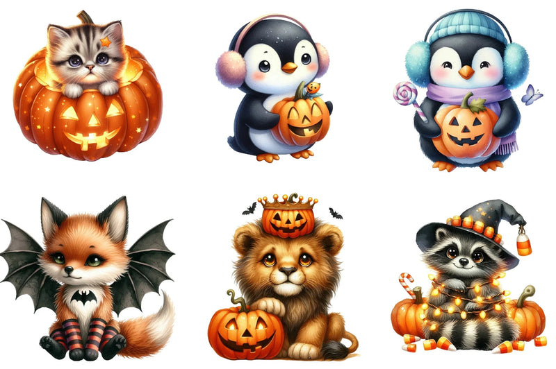 Cute Animal Halloween Clipart Bundle - CraftNest - Digital Crafting and Art