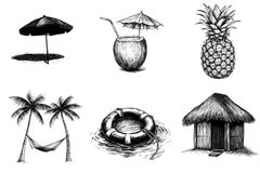 Hand Drawn Summer Black Clipart Bundle - CraftNest - Digital Crafting and Art