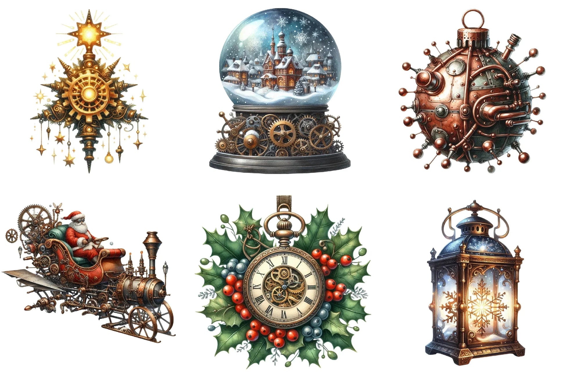 Steampunk Christmas Clipart Bundle P2 - CraftNest - Digital Crafting and Art