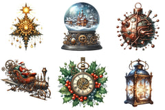 Steampunk Christmas Clipart Bundle P2 - CraftNest - Digital Crafting and Art