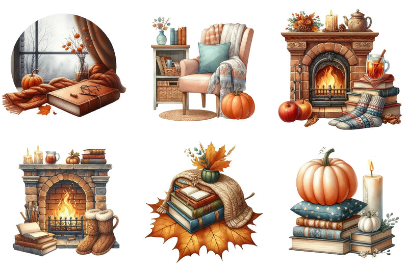 Fall Reading Nook Clipart Bundle - CraftNest - Digital Crafting and Art