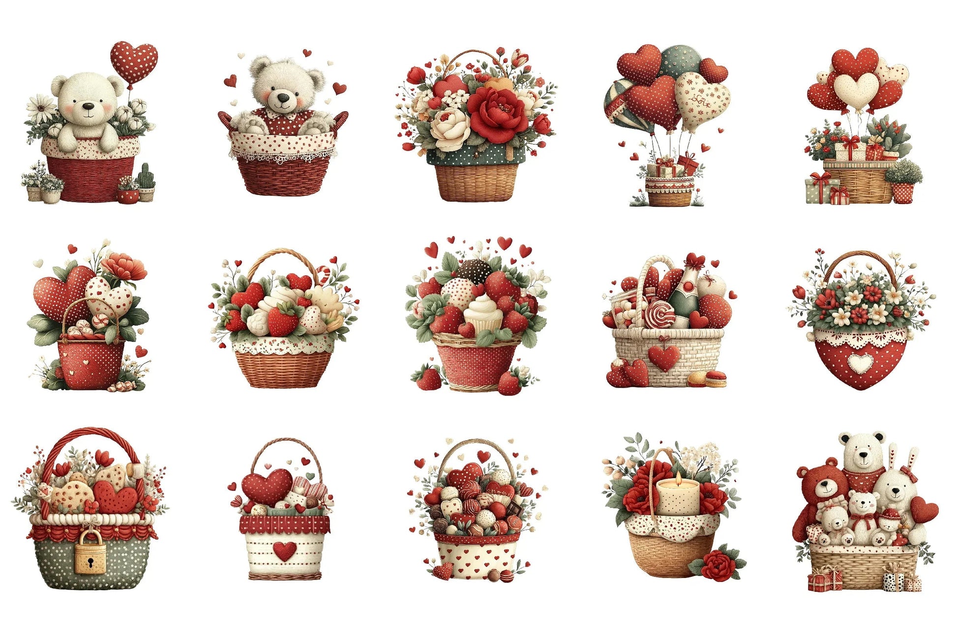 Valentine Heart Basket Clipart Bundle - CraftNest - Digital Crafting and Art