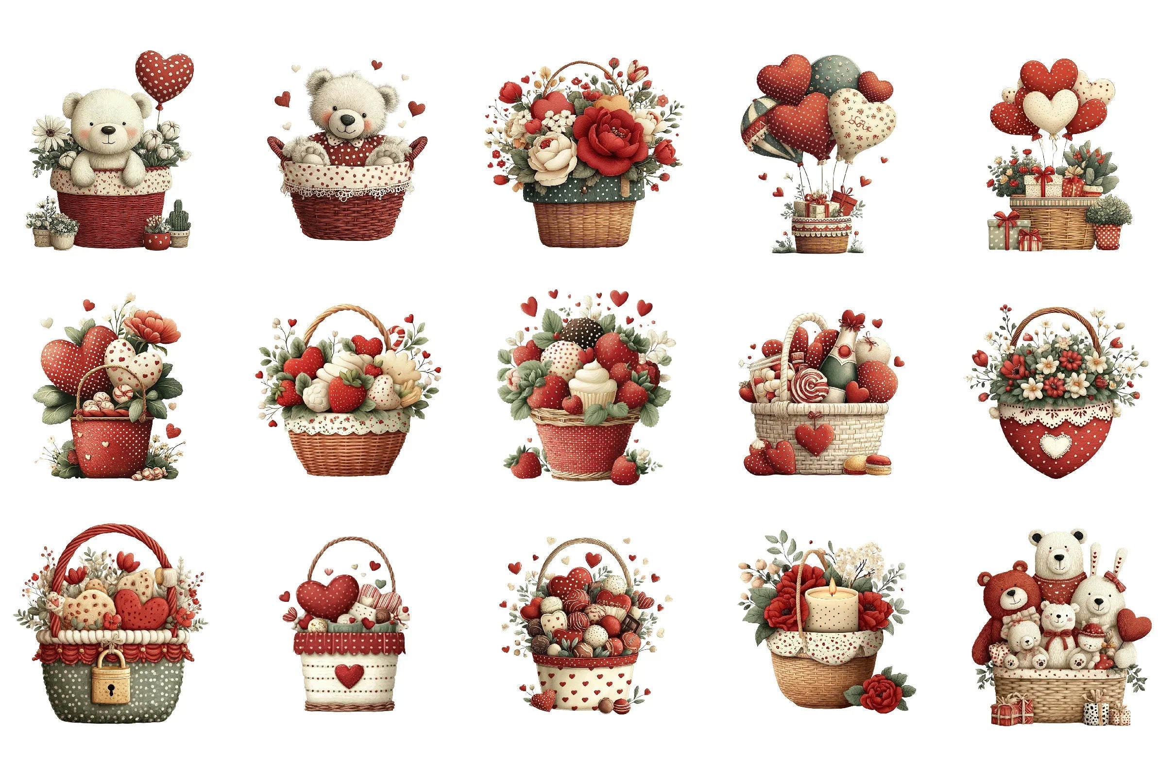 Valentine Heart Basket Clipart Bundle - CraftNest - Digital Crafting and Art