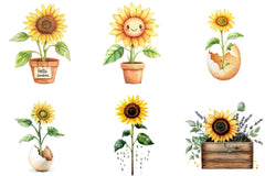 Cute Sunflower Clipart Bundle - CraftNest - Digital Crafting and Art