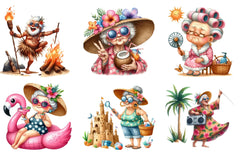 Funny Summer Old Woman Clipart Bundle - CraftNest - Digital Crafting and Art