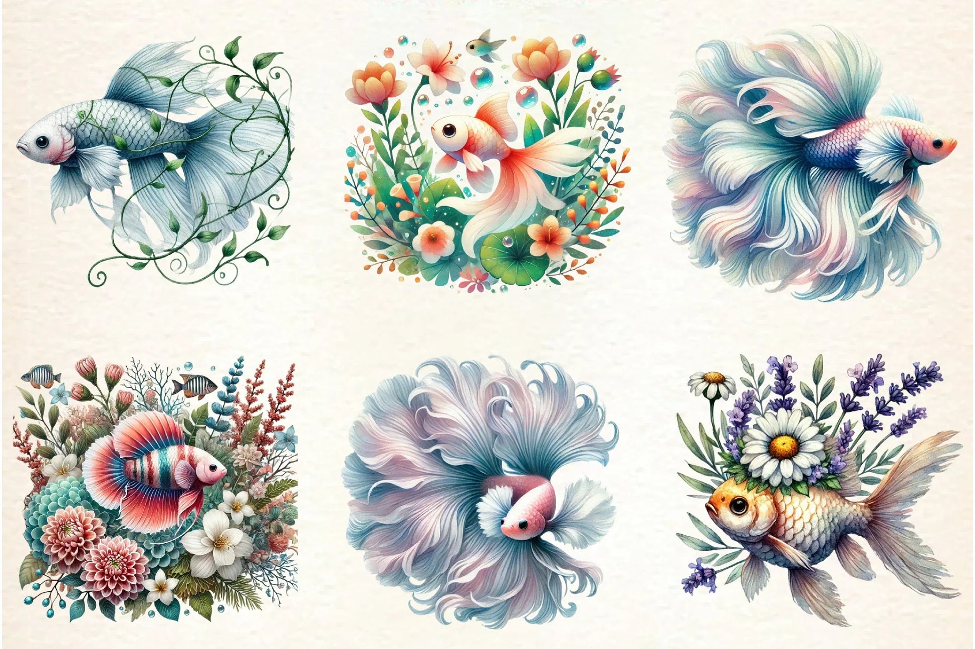 Botanical Spring Fishes Clipart Bundle - CraftNest - Digital Crafting and Art