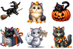 Funny Halloween Black Cat Clipart Bundle - CraftNest - Digital Crafting and Art