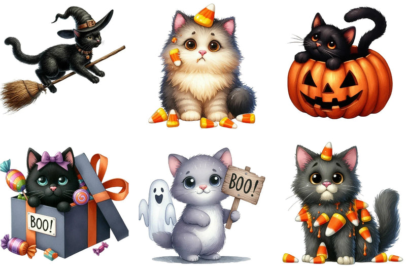 Funny Halloween Black Cat Clipart Bundle - CraftNest - Digital Crafting and Art