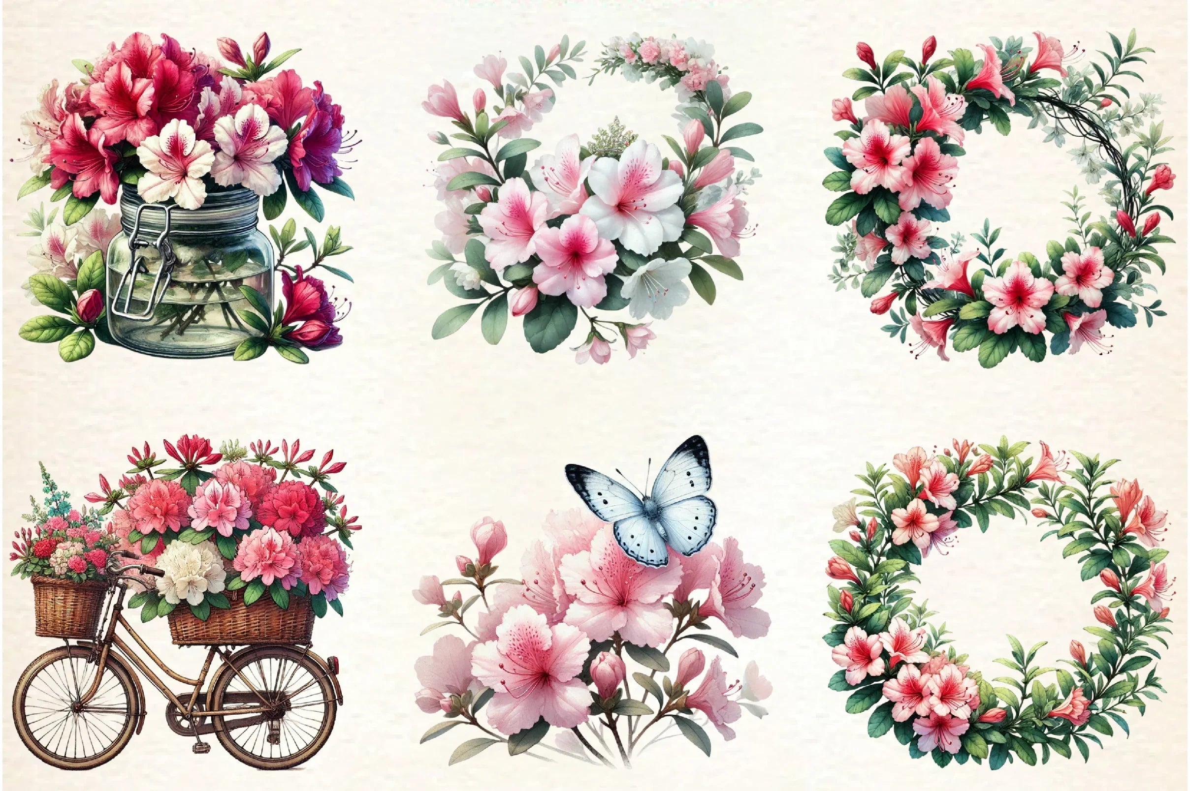 Spring Azalea Flower Clipart Bundle - CraftNest - Digital Crafting and Art