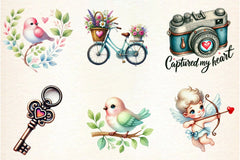 Retro Valentine Clipart Bundle - CraftNest - Digital Crafting and Art