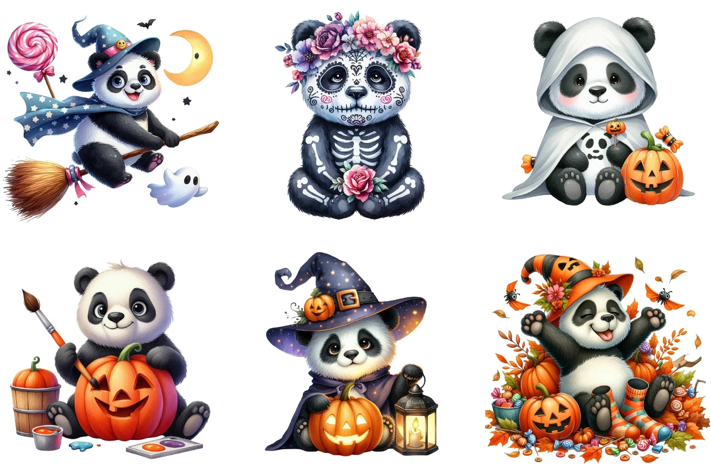 Halloween Panda Clipart Bundle - CraftNest - Digital Crafting and Art