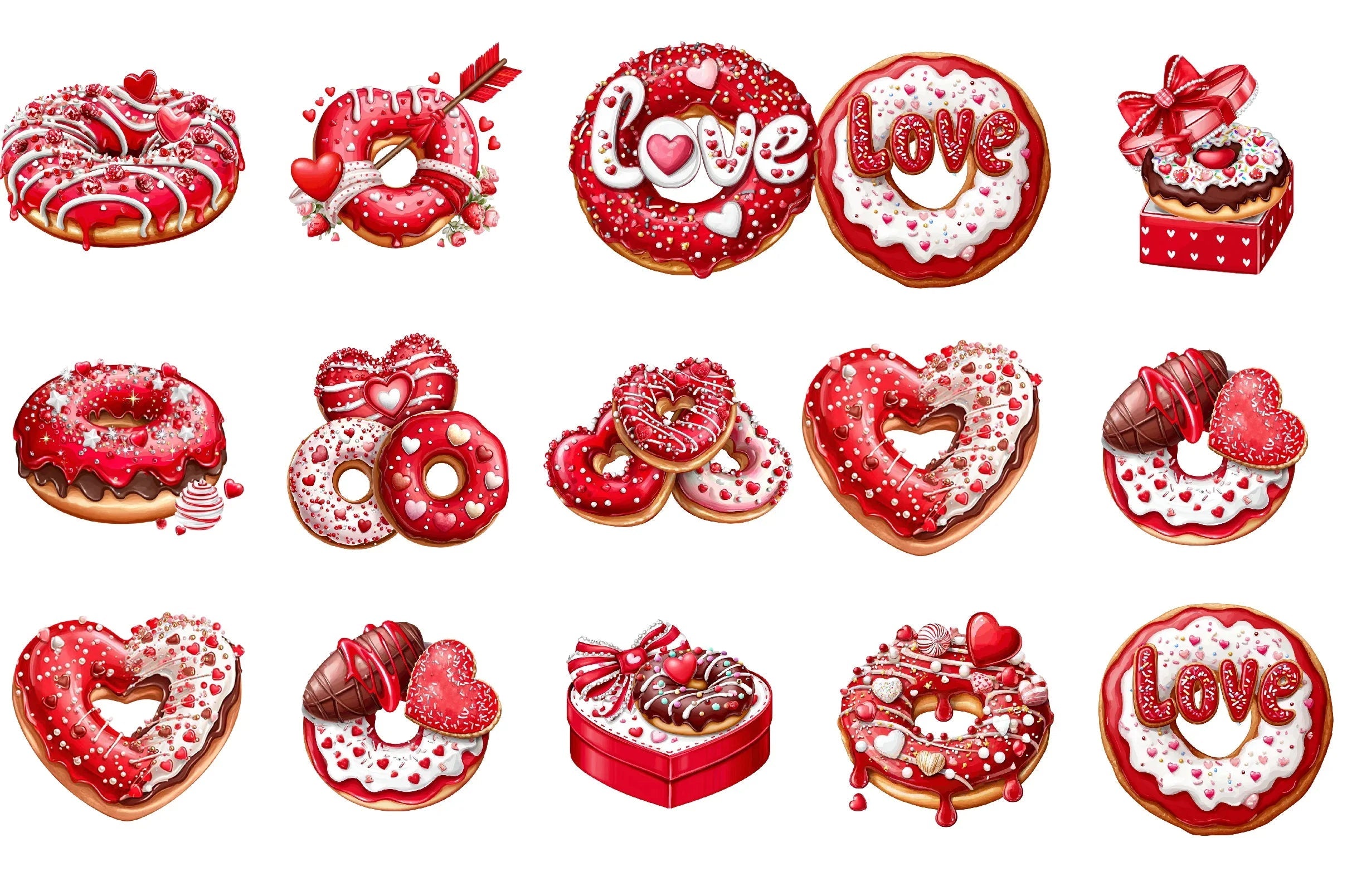 Valentine Donut Clipart Bundle - CraftNest - Digital Crafting and Art