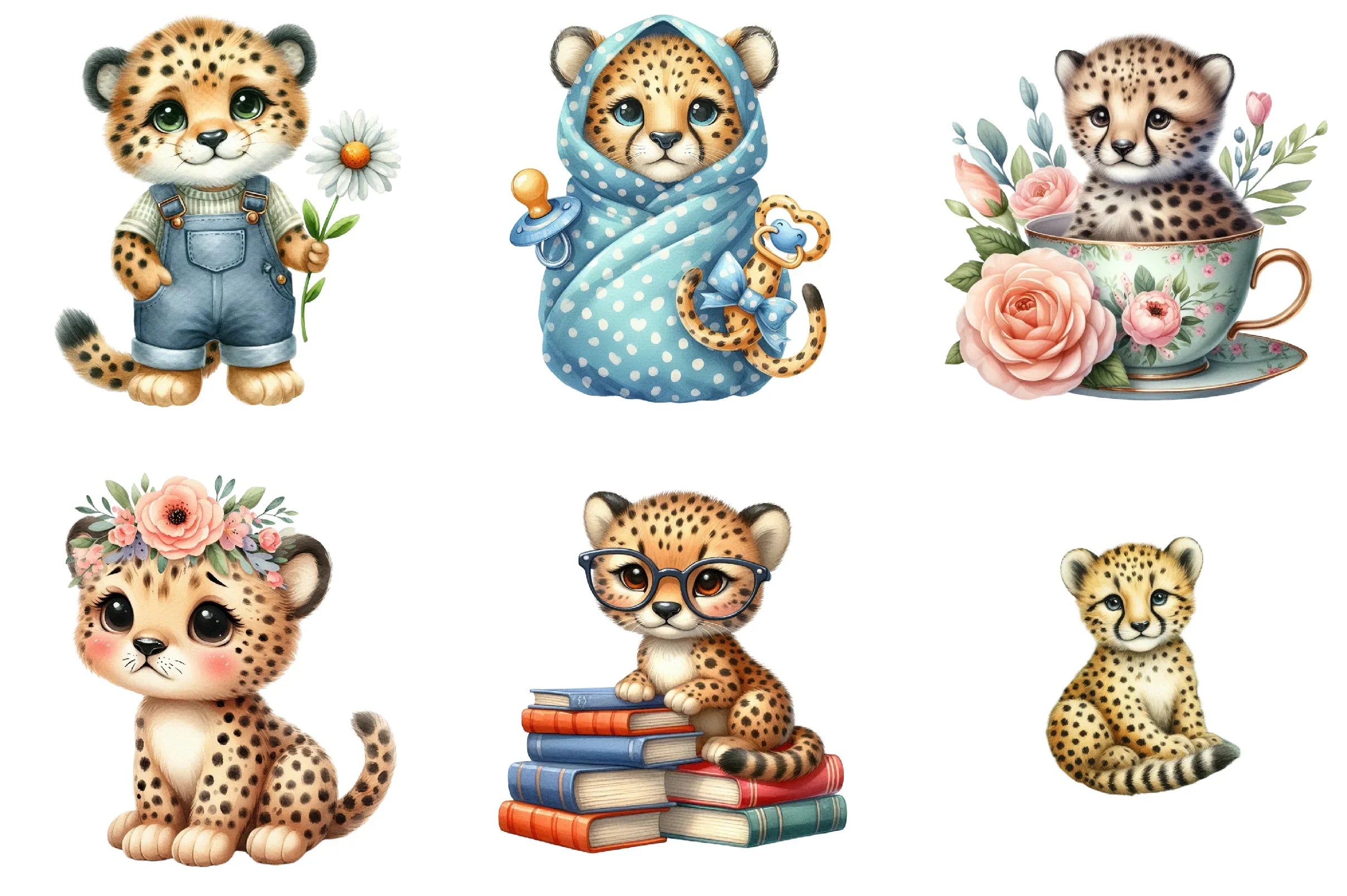 Cute Cheetah Clipart Bundle - CraftNest - Digital Crafting and Art