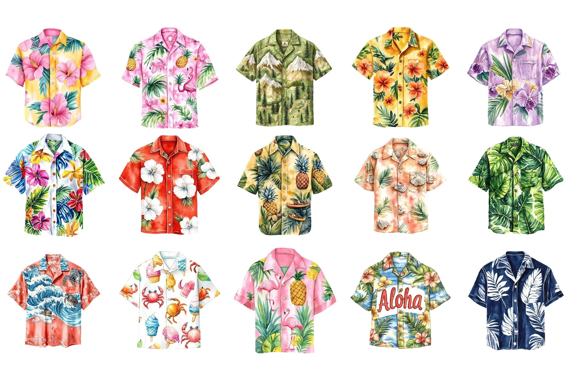 Hawaiian Summer Shirt Clipart Bundle - CraftNest - Digital Crafting and Art