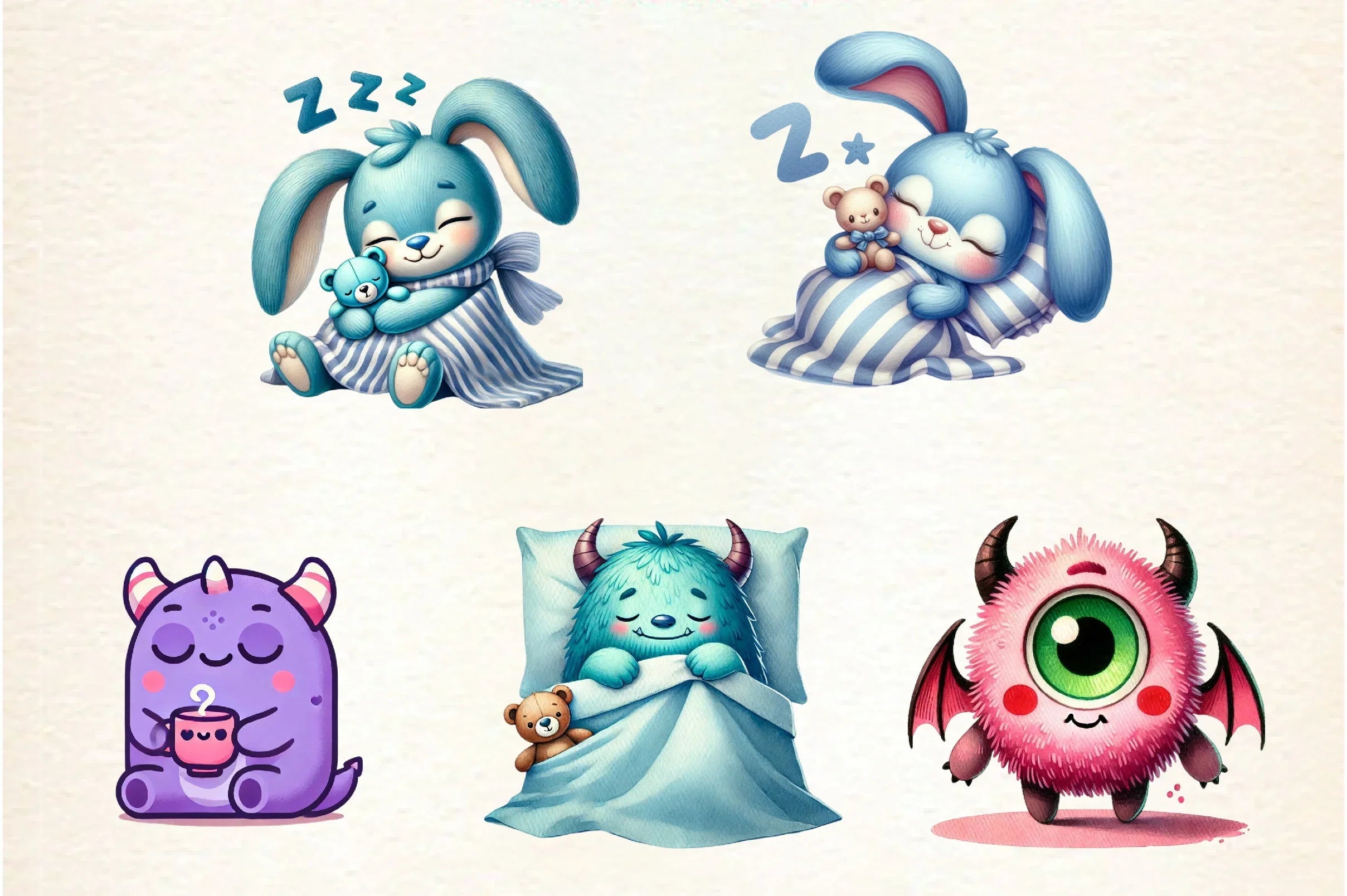 Cute Funny Monsters Clipart Bundle - CraftNest - Digital Crafting and Art