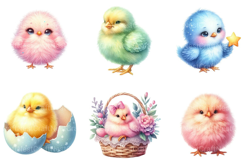 Pastel Chicks Clipart Bundle - CraftNest - Digital Crafting and Art