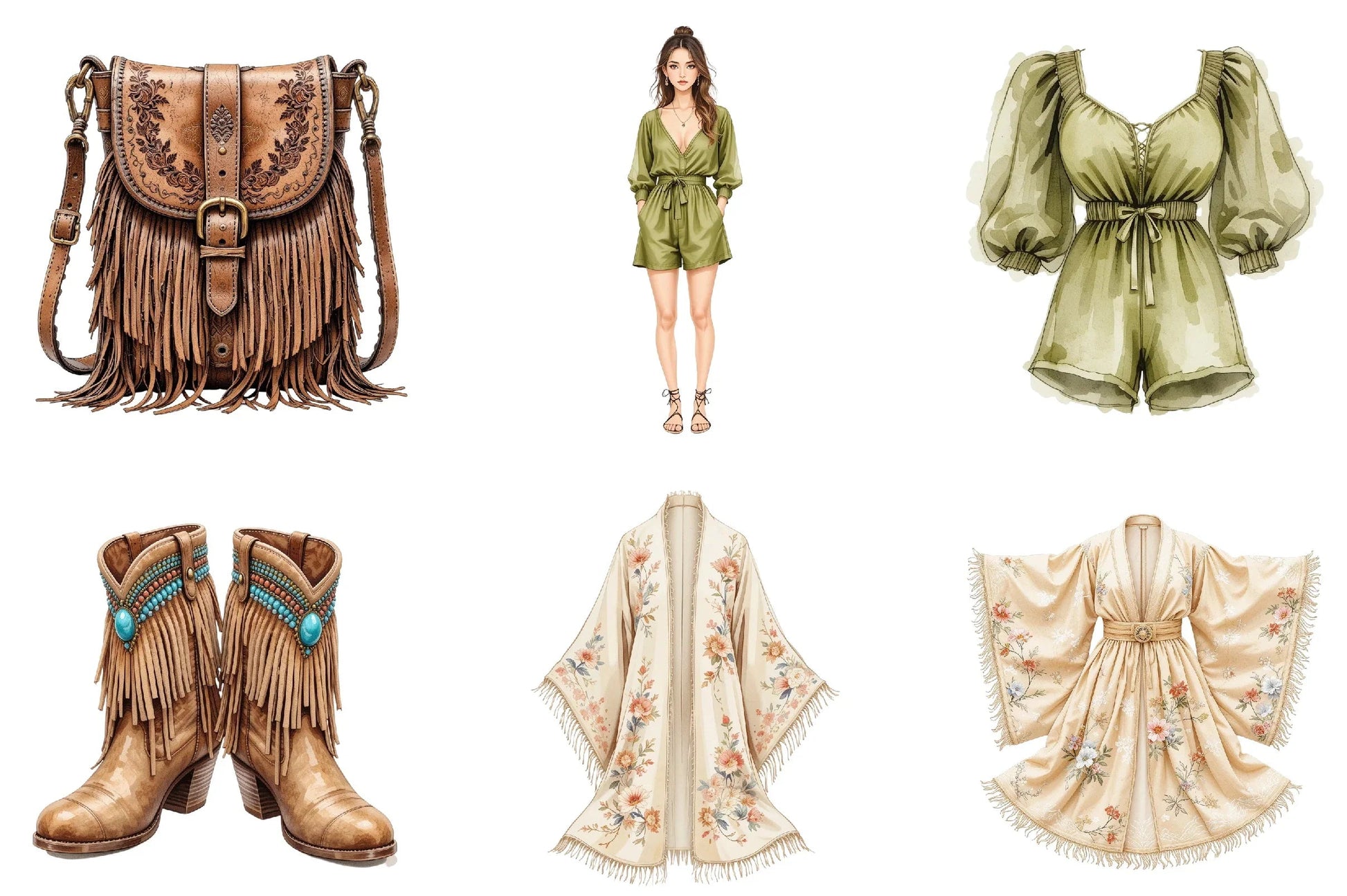 Boho Fashion Clipart Bundle - CraftNest - Digital Crafting and Art