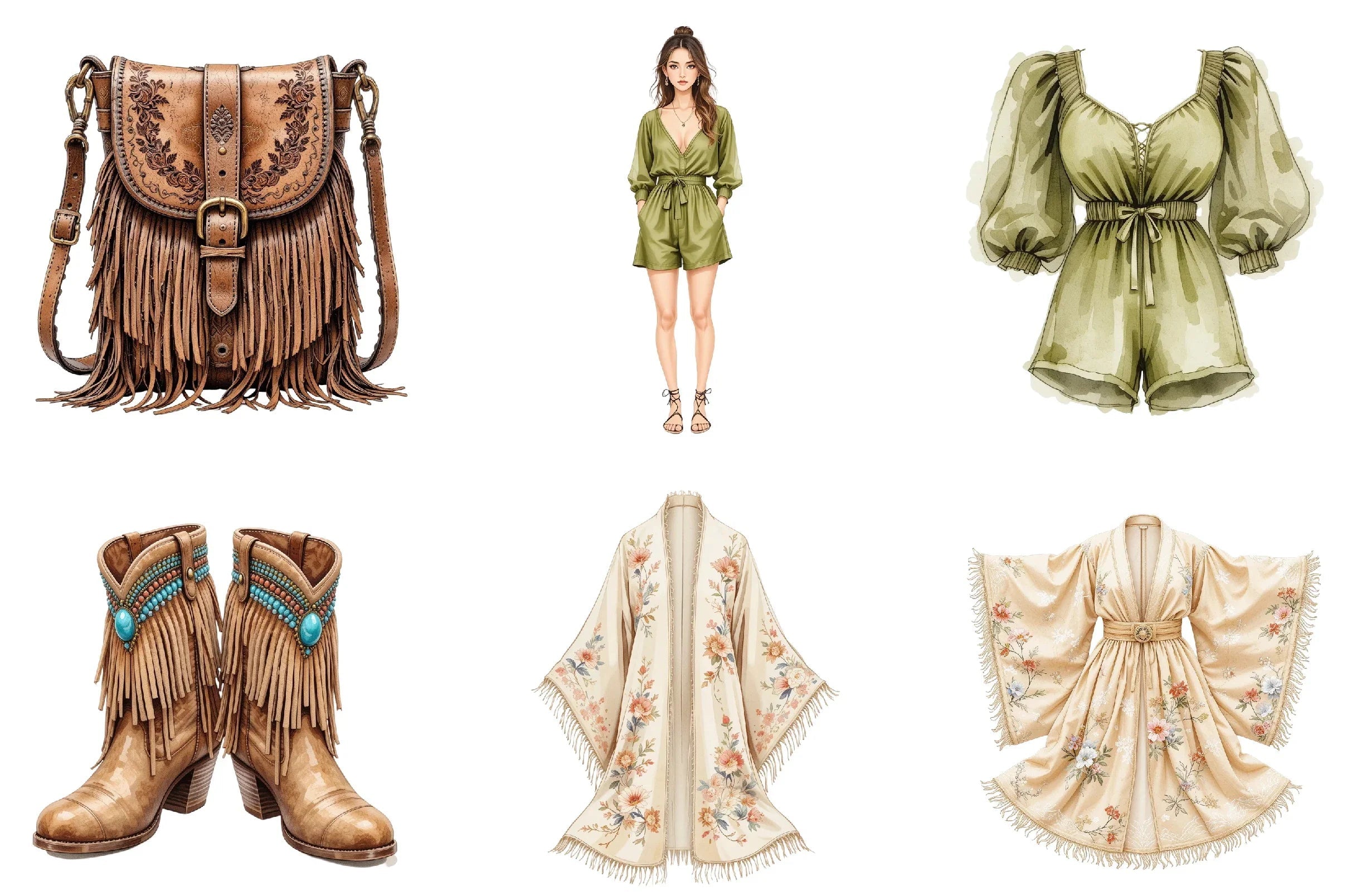 Boho Fashion Clipart Bundle - CraftNest - Digital Crafting and Art