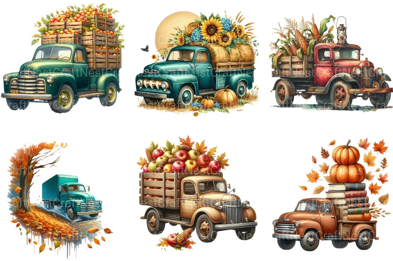 Autumn Vintage Truck Clipart Bundle - CraftNest - Digital Crafting and Art
