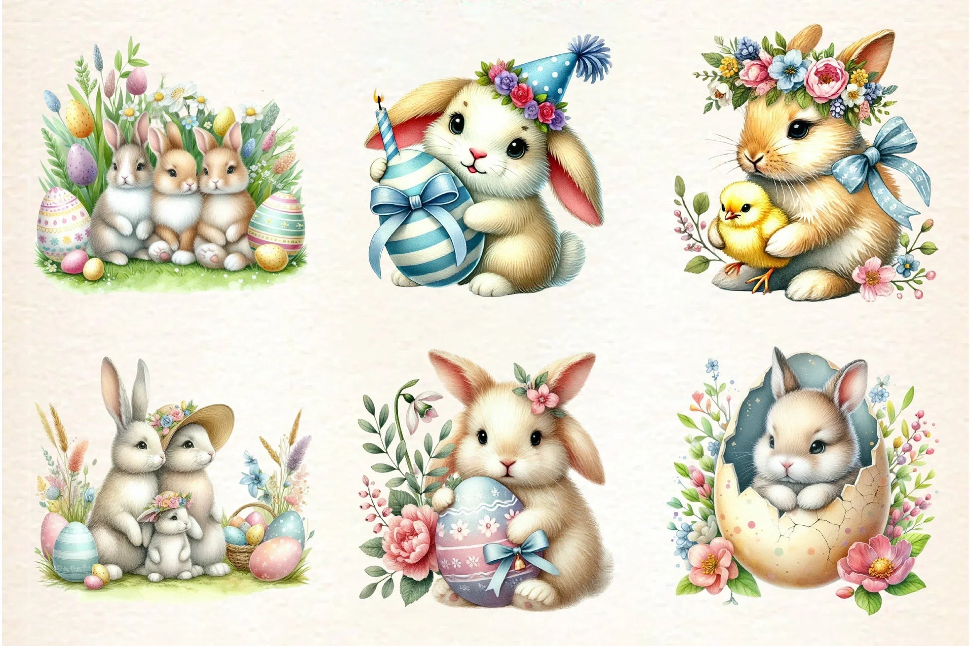 Cute Easter Bunny Clipart Bundle - CraftNest - Digital Crafting and Art