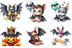 Cute Bats Halloween Clipart Bundle - CraftNest - Digital Crafting and Art
