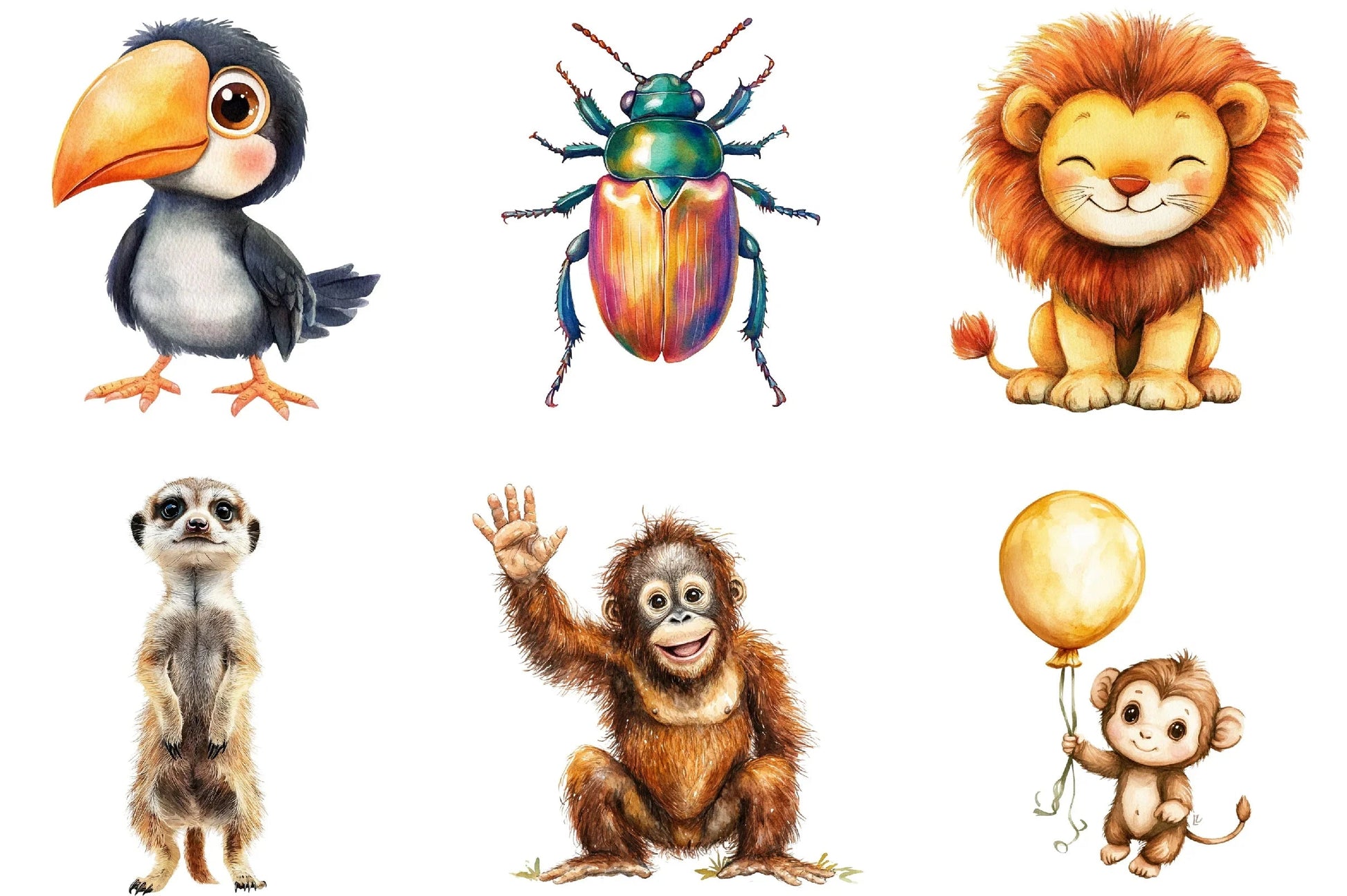 Cute Safari Animals Jungle Clipart Bundle - CraftNest - Digital Crafting and Art
