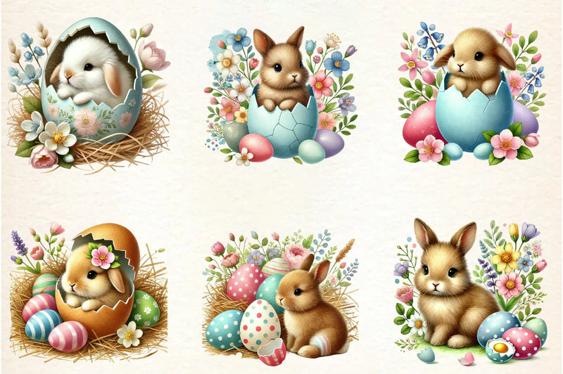 Cute Easter Bunny Clipart Bundle - CraftNest - Digital Crafting and Art