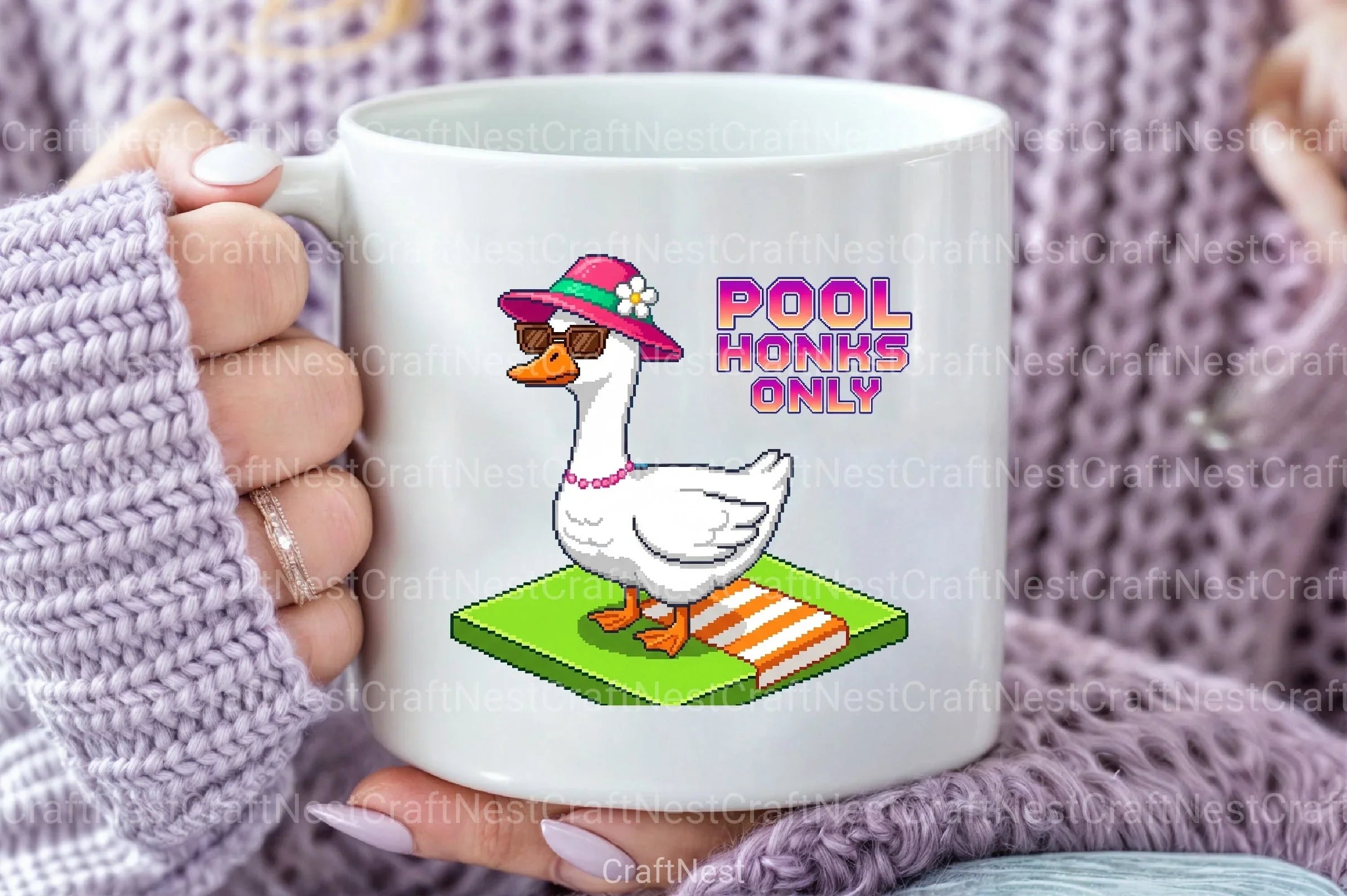 Blocky Style Funny Summer Goose Clipart Bundle 5 - CraftNest - Digital Crafting and Art