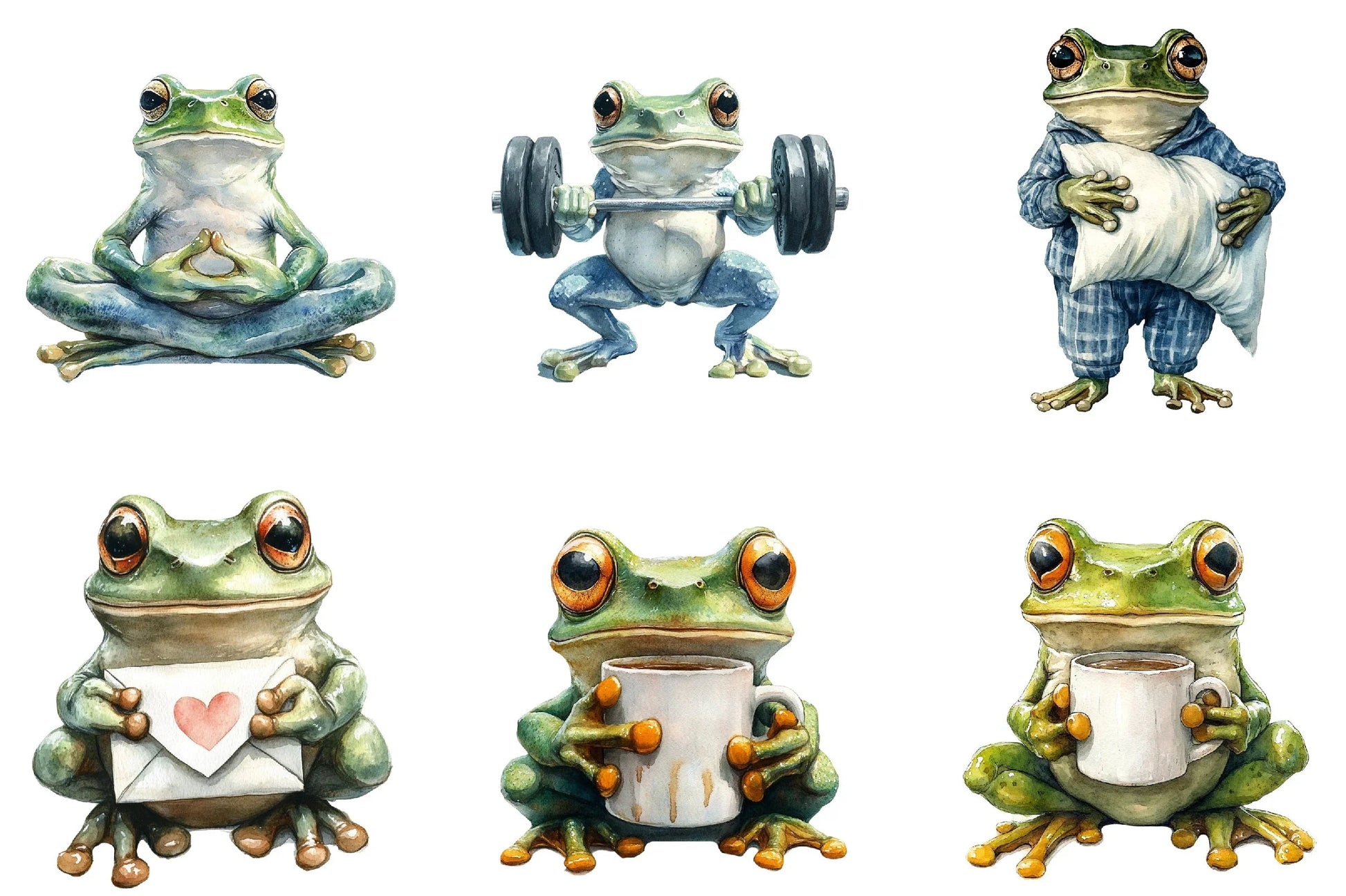 Funny Frogs Clipart Bundle - CraftNest - Digital Crafting and Art