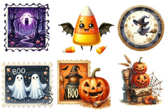 Halloween Postage Stamp Clipart Bundle 1 - CraftNest - Digital Crafting and Art