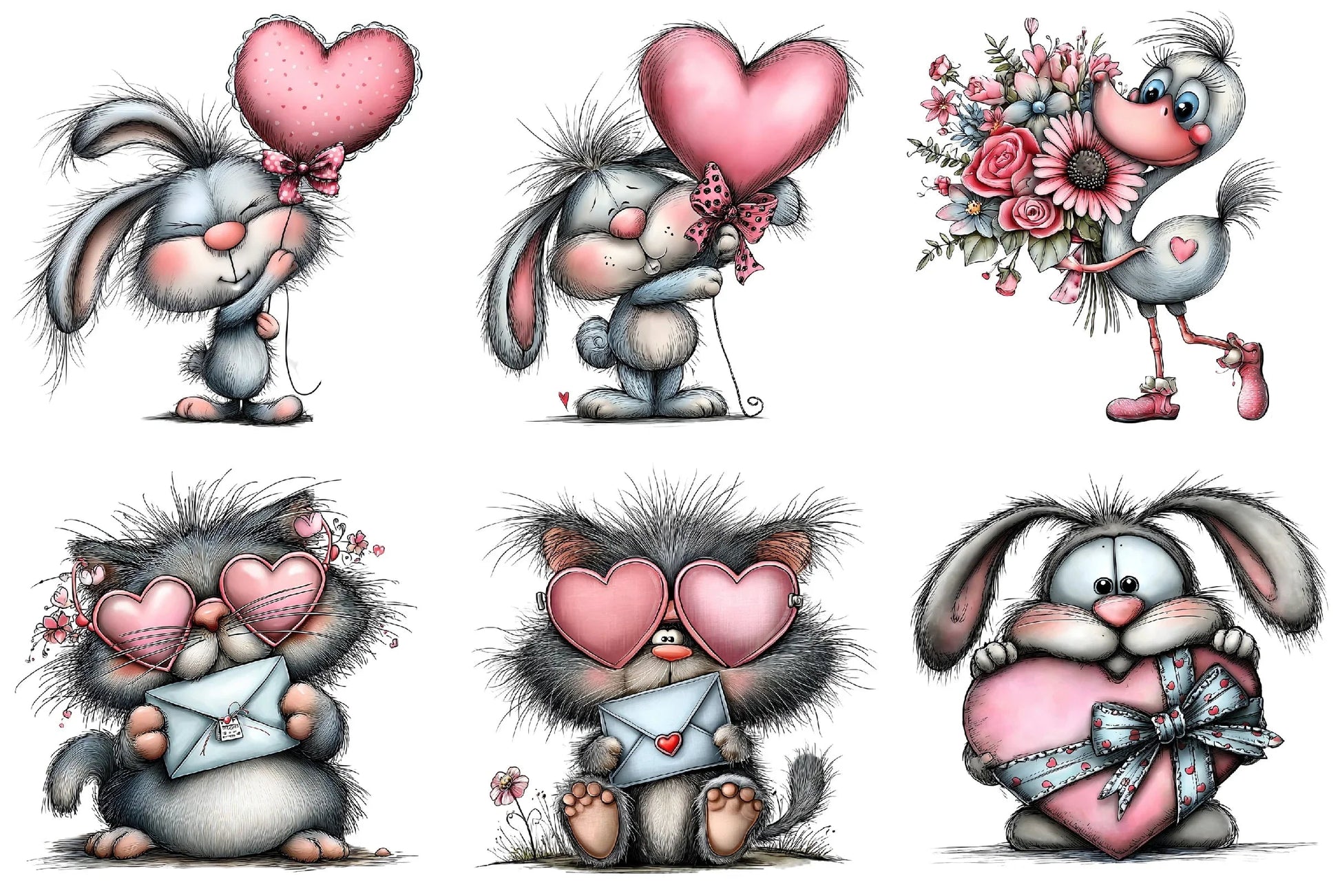 Whimsical Valentine Animals Clipart Bundle - CraftNest - Digital Crafting and Art