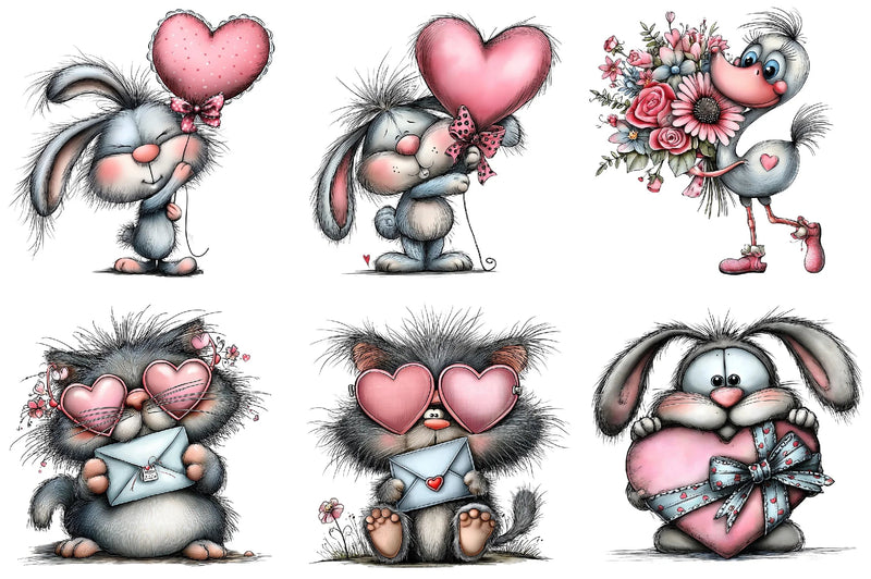 Whimsical Valentine Animals Clipart Bundle - CraftNest - Digital Crafting and Art