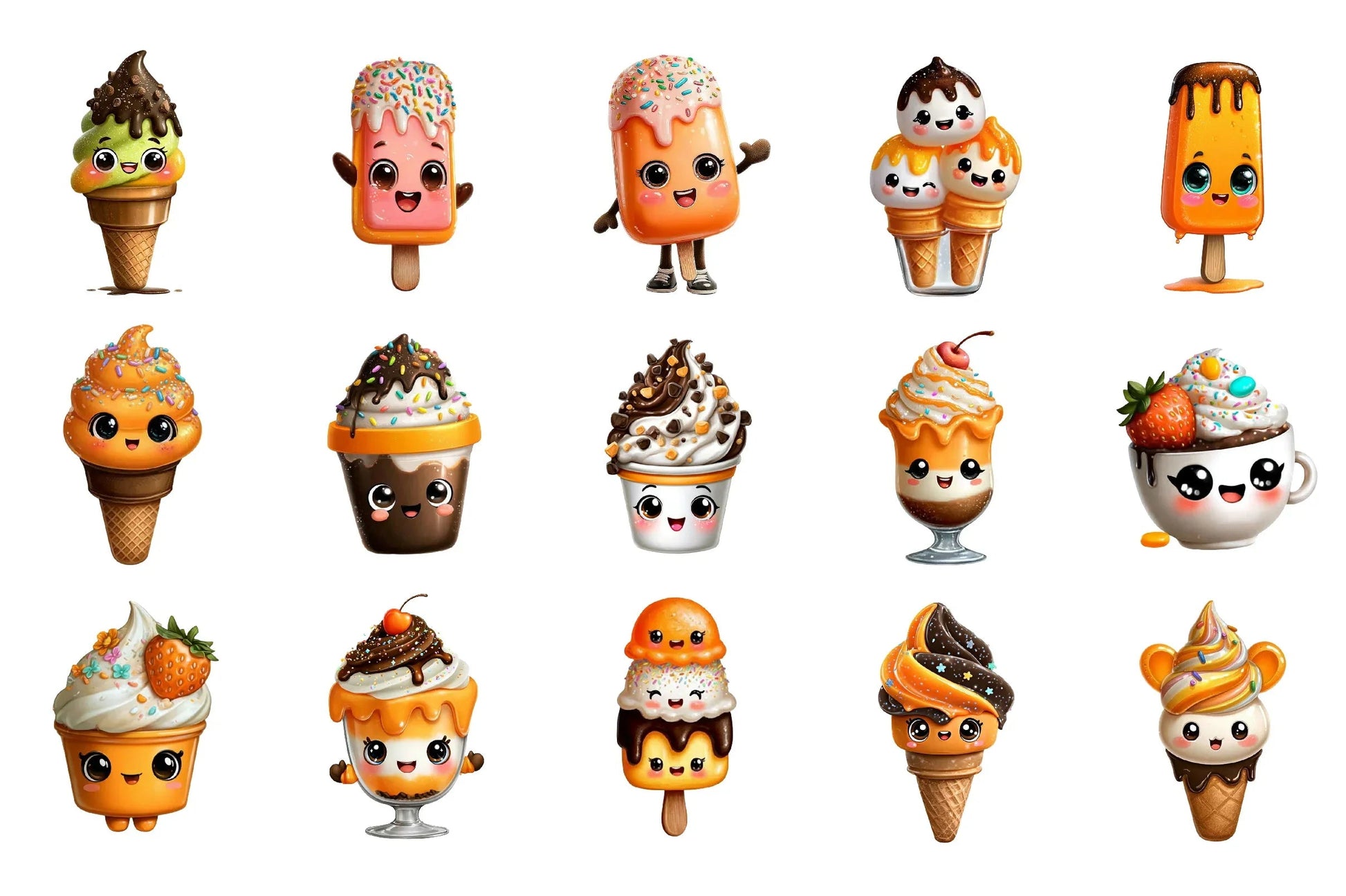 Kawaii Ice Cream Clipart Bundle - CraftNest - Digital Crafting and Art