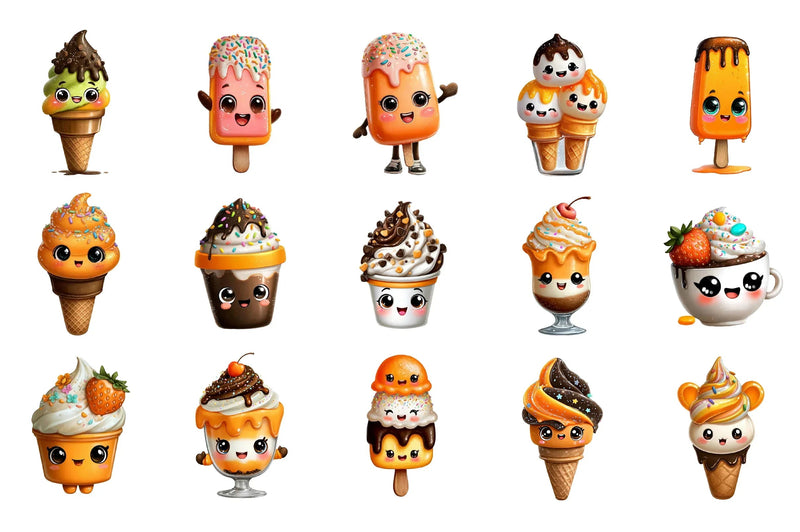 Kawaii Ice Cream Clipart Bundle - CraftNest - Digital Crafting and Art