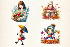 Autumn Girl Clipart Bundle - CraftNest - Digital Crafting and Art