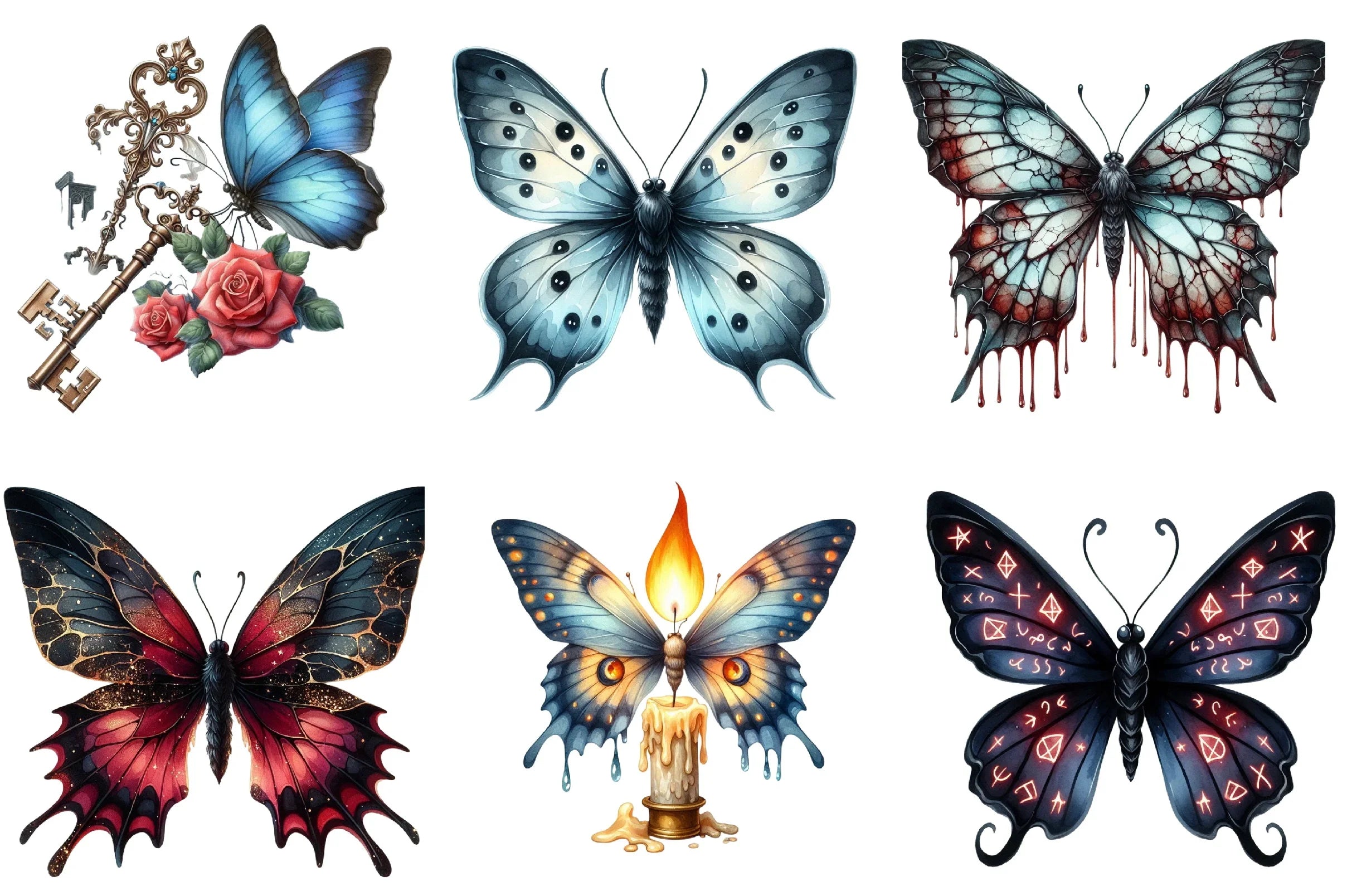 Halloween Gothic Butterfly Clipart Bundle - CraftNest - Digital Crafting and Art