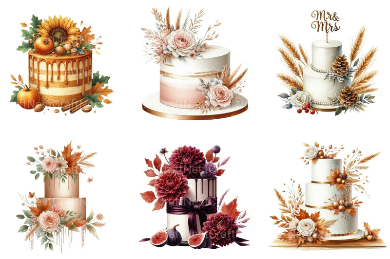 Autumn Wedding Cake Clipart Bundle 77 - CraftNest - Digital Crafting and Art