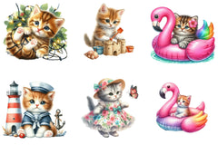 Cute Summer Kittens Clipart Bundle - CraftNest - Digital Crafting and Art