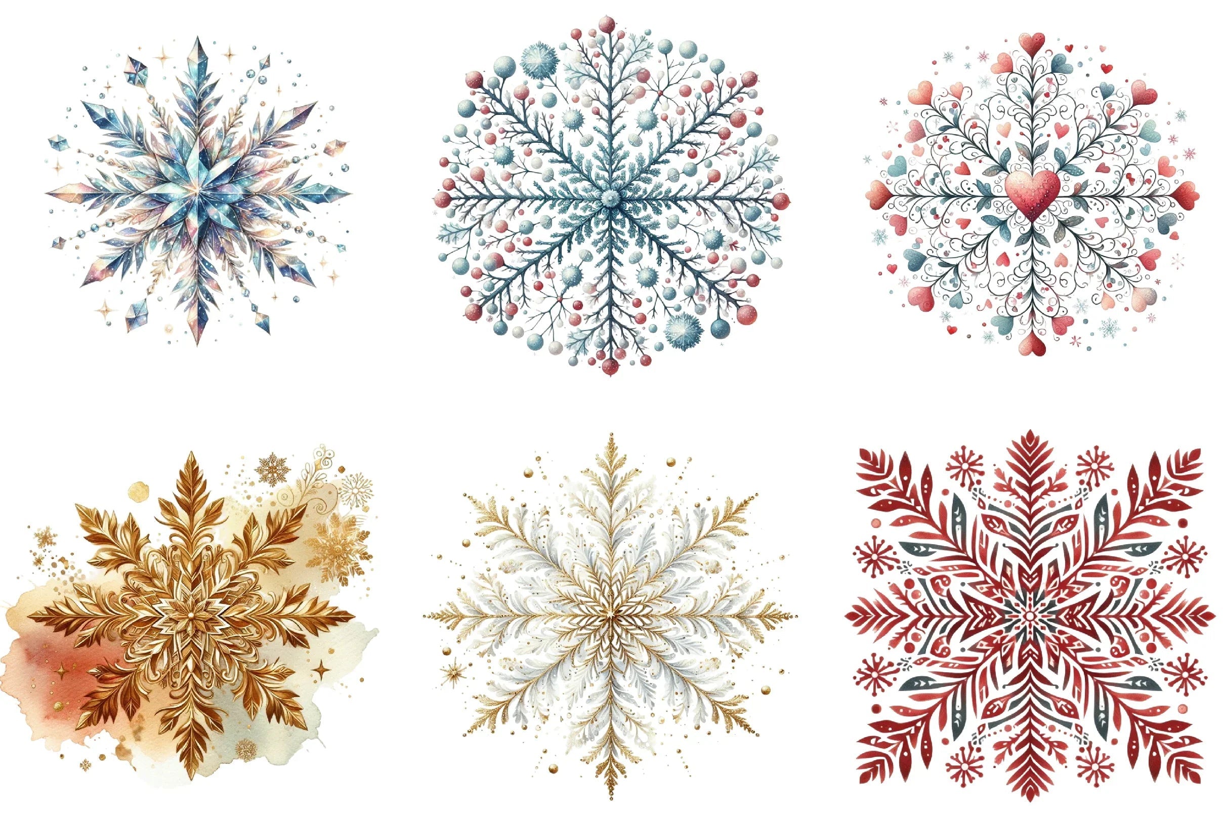 Christmas Snowflake Clipart Bundle - CraftNest - Digital Crafting and Art